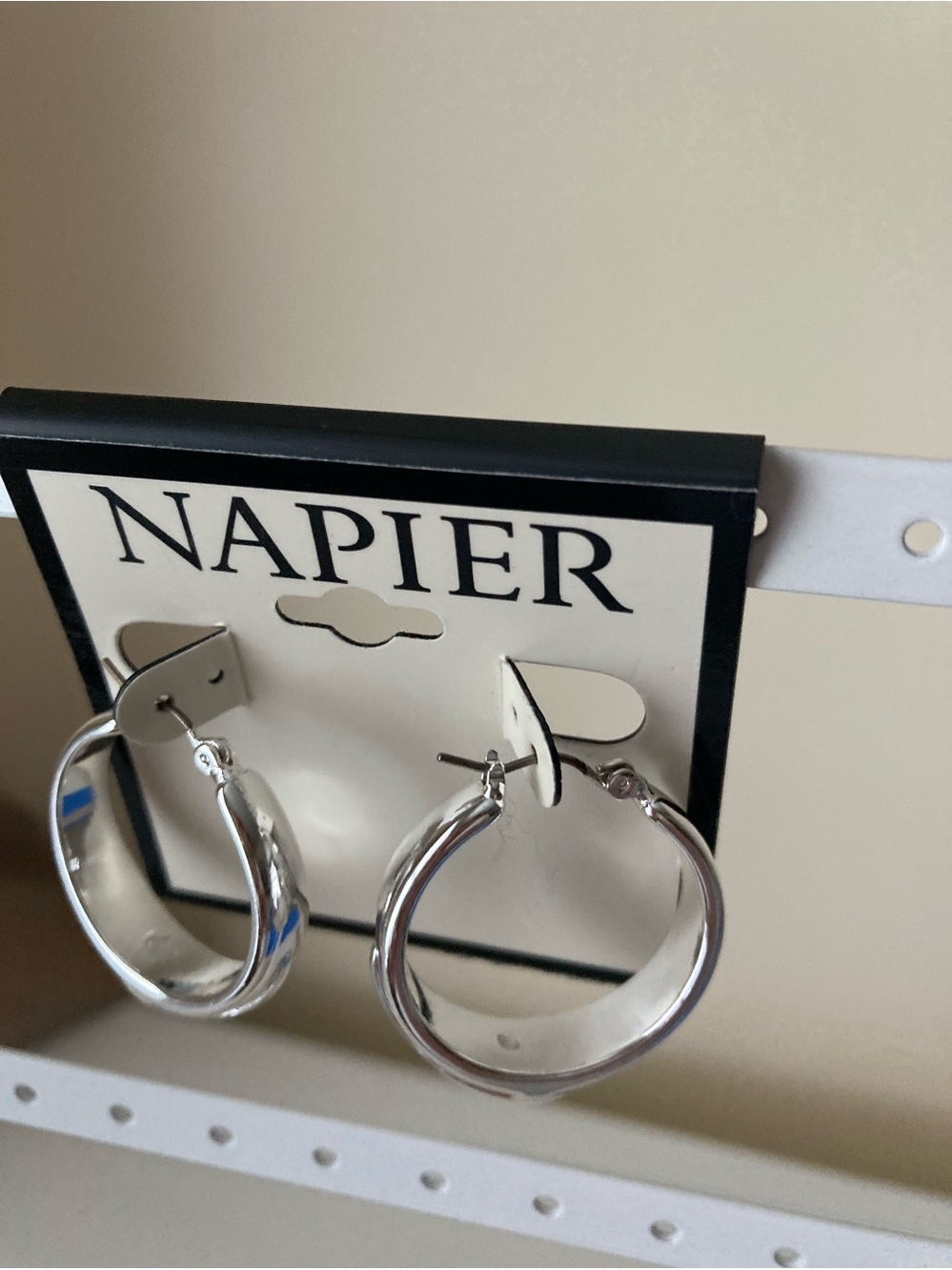 Napier Polished Silver Rounded Hoop Earrings